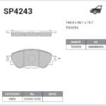 Disc Pads Toyota Hilux '15-ON, GUN/TGN/KUN12#/11#, Innova '15-ON TGN14# (FRONT) HI-Q SP4243